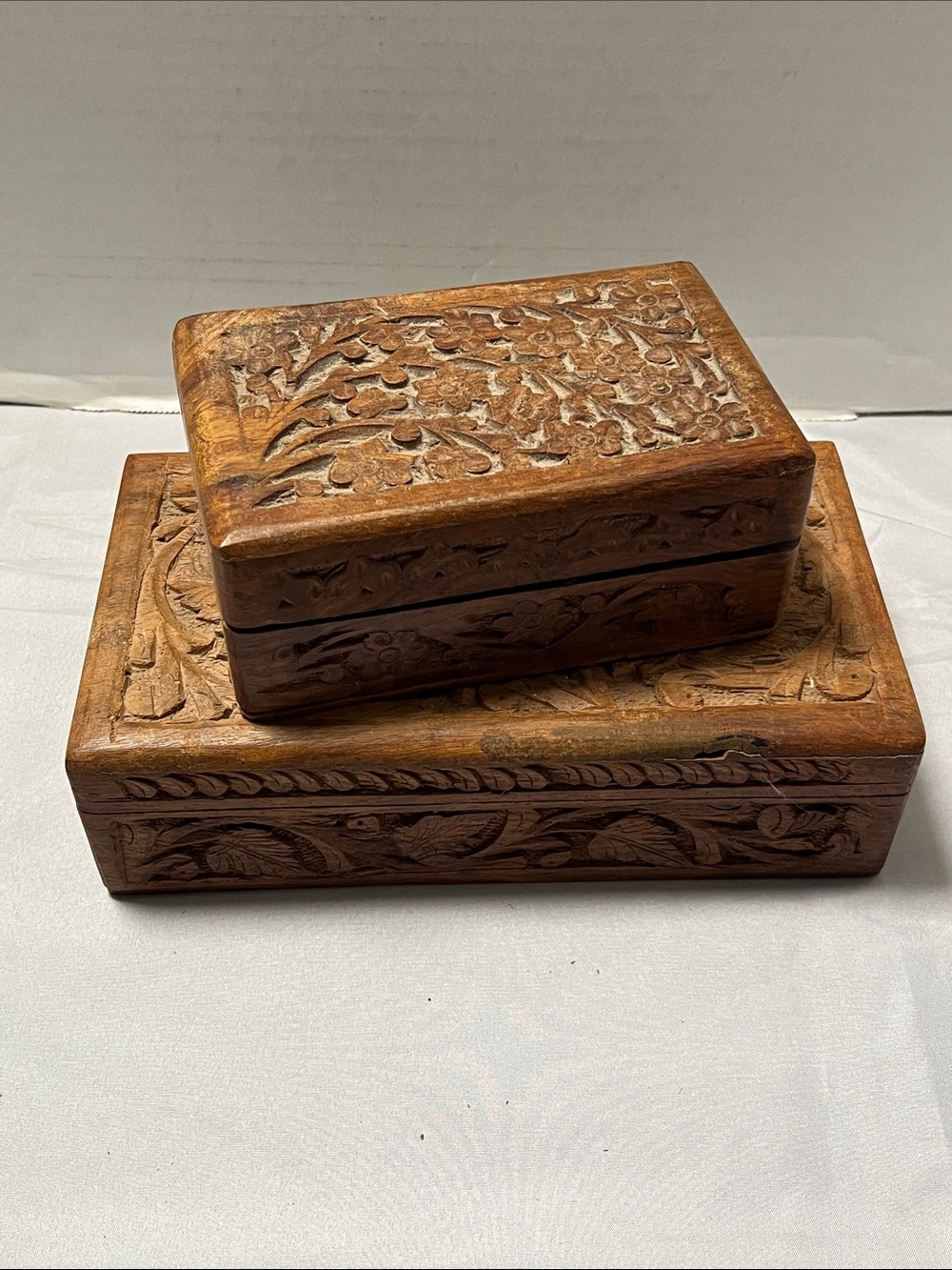 Hand carved trinket boxes made in India
